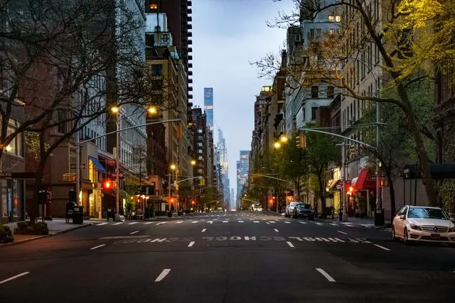 A New York avenue lined with neighborhood businesses