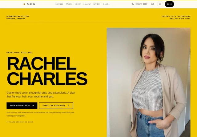 Hair By Rachel website capture published in the Little Fight NYC case study.